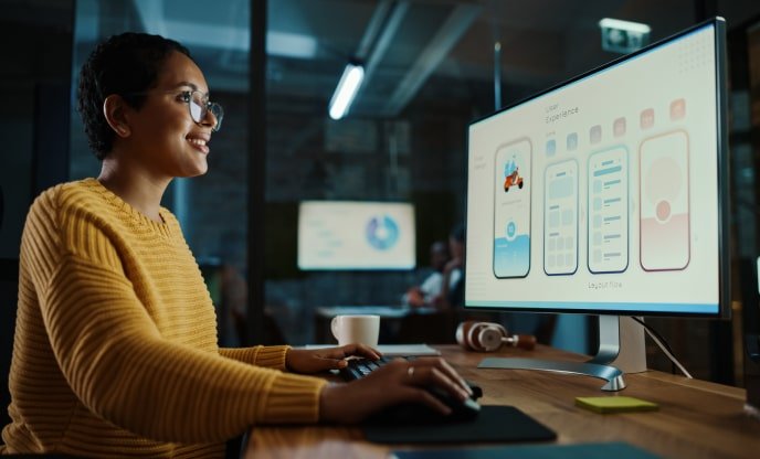 A woman demonstrating search engine optimization company Performance-First Strategy